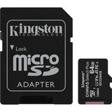 KINGSTON 64GB MICROSDXC CANVAS SELECT 100R A1 C10 CARD + SD ADAPTER