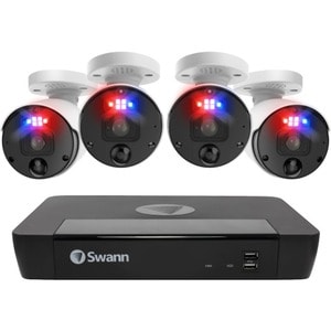 Swann 12MP 8CH PoE Video Surveillance Cam System H.265 Smart Ai Facial Recognition Person Vehicle Detection 4x 12MP Bullet style PoE IP Outdoor Security Cams with 8CH NVR 2TB HDD pre-Installed