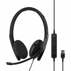 EPOS ADAPT 160T USB II On-ear, double-sided USB-A headset with in-line call control and foam earpads. Certified for Microsoft Teams