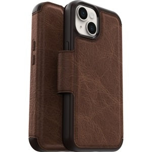 OtterBox Strada Apple iPhone 14 Case Brown - (77-89657), DROP+ 3X Military Standard, Leather Folio Cover, Card Holder, Raised Edges, Soft Touch,7 Yrs