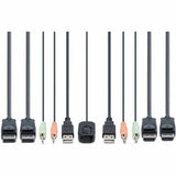 StarTech.com 2-Port Dual-Monitor DisplayPort Cable KVM Switch 4K 60Hz Compact KVM with 5ft/1.5m USB-A/DisplayPort/Audio Integrated Cables Bus Powered - Remote Push Button/Hotkey Switching