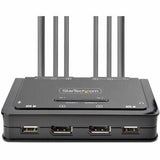 StarTech.com 2-Port Dual-Monitor DisplayPort Cable KVM Switch 4K 60Hz Compact KVM with 5ft/1.5m USB-A/DisplayPort/Audio Integrated Cables Bus Powered - Remote Push Button/Hotkey Switching