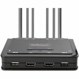 StarTech.com 2-Port Dual-Monitor HDMI Cable KVM Switch 4K 60Hz Compact KVM with 5ft/1.5m USB-A/HDMI/Audio Integrated Cables Bus Powered - Remote Push Button/Hotkey Switching