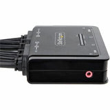 StarTech.com 2-Port Dual-Monitor HDMI Cable KVM Switch 4K 60Hz Compact KVM with 5ft/1.5m USB-A/HDMI/Audio Integrated Cables Bus Powered - Remote Push Button/Hotkey Switching