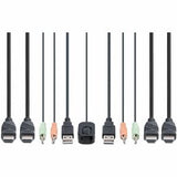 StarTech.com 2-Port Dual-Monitor HDMI Cable KVM Switch 4K 60Hz Compact KVM with 5ft/1.5m USB-A/HDMI/Audio Integrated Cables Bus Powered - Remote Push Button/Hotkey Switching