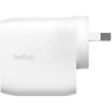 Belkin BoostCharge Pro Dual USB-C Wall Charger with PPS 60W - White (WCB010auWH), 2XUSB-C (PD 3.1)(30W),Compact & Travel Ready,Fast Charger,Laptop,2YR