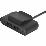 4 port USB Power Extender 2xC 2xA up to 30w Black