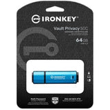 KINGSTON 64GB USB-C IronKey Vault P 50C AES-256 Encrypted FIPS 197