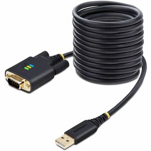 10ft (3m) USB to Serial Adapter Cable COM Retention Interchangeable Screws/Nuts USB-A to DB9 RS232 FTDI IC ESD Protection Windows/macOS/Linux