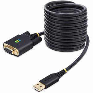 10ft (3m) USB to Null Modem Serial Adapter Cable Interchangeable DB9 Screws/Nuts COM Retention USB-A to RS232 FTDI Level-4 ESD Protection Windows/macOS/ChromeOS/Linux - Rugged TPE Construction