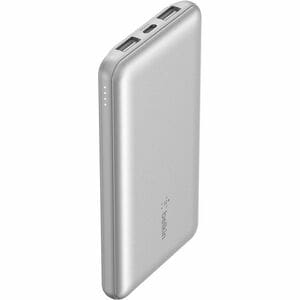 Belkin BoostCharge USB-C PD Power Bank 10K + USB-A to USB-C Cable - Silver (BPB011btSL), 2x USB-A Ports, 1x USB-C Ports, 2YR