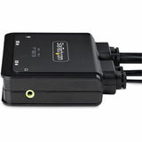 StarTech.com 2-PORT USB-C CABLE KVM SWITCH 4K 60HZ DISPLAYPORT OUTPUT COMPACT KVM WITH 4FT/1.2M USB TYPE-C/AUDIO INTEGRATED HOST CABLES BUS POWERED REMOTE/HOTKEY SWITCHING (C2-D46-UC2-CBL-KVM)