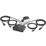 StarTech.com 2-PORT USB-C CABLE KVM SWITCH 4K 60HZ DISPLAYPORT OUTPUT COMPACT KVM WITH 4FT/1.2M USB TYPE-C/AUDIO INTEGRATED HOST CABLES BUS POWERED REMOTE/HOTKEY SWITCHING (C2-D46-UC2-CBL-KVM)