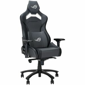 ROG Chariot X gaming chair in racing-car style with Aura RGB lighting featuring an adjustable high-density foam headrest memory-foam lumbar support 4D adjustable armrests