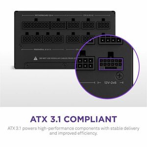 NZXT ATX 3.X 1000 Watt 80 Plus Gold Fully Modular Low-Noise Power Supply 2024 AU Power Cord