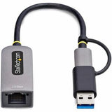 StarTech.com 2.5GbE USB-C to Ethernet Adapter with USB-A Converter NBASE-T NIC USB 3.0 Type-C 2.5/1G Multi Speed Network Thunderbolt Compatible Windows/Mac