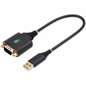 StarTech.com 30cm USB to Serial Adapter Cable COM Retention Interchangeable Nuts/Screws USB-A to DB9 RS232 FTDI IC ESD Protection Windows/macOS/Linux