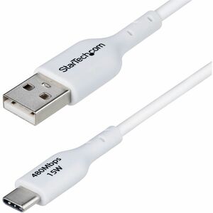 StarTech.com 1m (3ft) USB-A to USB-C Charging Cable Charge/Sync 3A USB 2.0 TPE Jacket - White USB Charging Cord