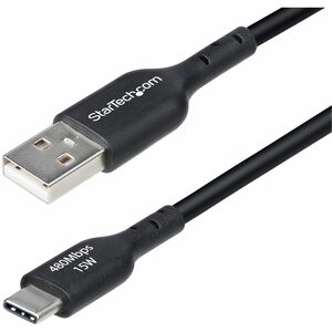 StarTech.com 2m (6.6ft) USB-A to USB-C Charging Cable Charge/Sync 3A USB 2.0 TPE Jacket - Black USB Charging Cord
