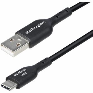 StarTech.com 1m (3ft) USB-A to USB-C Charging Cable Charge/Sync 3A USB 2.0 TPE Jacket - Black USB Charging Cord