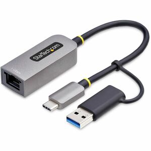 StarTech.com USB-C to Ethernet Adapter with USB-A Dongle 10/100/1000Mbps USB 3.0 to Gigabit Ethernet Network Adapter 6in/15cm Attached Cable USB GbE Adapter