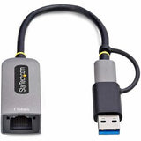 StarTech.com USB-C to Ethernet Adapter with USB-A Dongle 10/100/1000Mbps USB 3.0 to Gigabit Ethernet Network Adapter 6in/15cm Attached Cable USB GbE Adapter