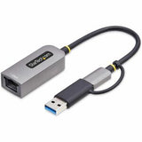 StarTech.com USB-C to Ethernet Adapter with USB-A Dongle 10/100/1000Mbps USB 3.0 to Gigabit Ethernet Network Adapter 6in/15cm Attached Cable USB GbE Adapter
