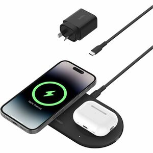 BELKIN BoostCharge Pro 2-in-1 Magnetic Wireless Charging Pad with Qi2 15W