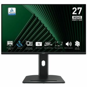 MSI Pro MP275QPG 27in QHD 100Hz IPS Business Monitor - 2560 x1440 - 2xHDMI- DisplayPort - Speakers - Height Adjustable - 100x100 VESA - Internal Power - 3Y Warranty