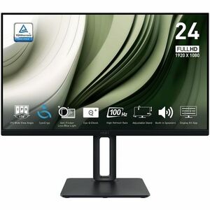 MSI Pro MP245PG 24in FHD 100Hz IPS Business Monitor - 1920x1080 - HDMI VGA DisplayPort - Speakers - Height Adjustable - 100x100 VESA - Internal Power - 4Y Warranty