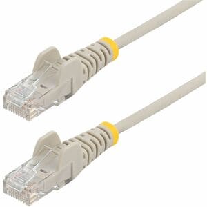 StarTech.com 15m Gray Slim CAT6 Ethernet Cable Snagless 100W PoE UTP LSZH 28AWG Pure Bare Copper Wire Slim RJ45 Network Patch Cord w/Strain Reliefs Fluke Tested