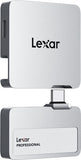 Lexar LSL400S002T-RNSNG, SL400 Professional Go Portable SSD with Hub, 2TB, USB 3.2, Read Speed Up to 1050MB/s, Write Speed Up to 1000MB/s, Silver, 5 Year Limited Warranty