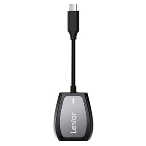 Lexar USB-C™ Dual-Slot Reader  transfer speeds up to 312MB/s1 read. For added convenience, it is backwards compatible with UHS-I cards and has a USB-C
