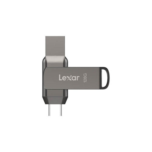 Lexar LJDD400128G-BNQNG, JumpDrive D400, Titanium, 128GB, USB3.1 Type-A and Type-C, Read Speed: Up to 130MB/s, 5 Year Warranty