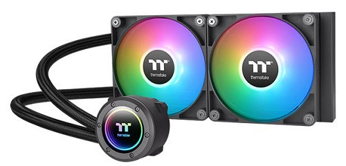 Thermaltake CL-W361-PL12SW-A, TH240 V2 ARGB Sync AIO Liquid CPU Cooler, Size: 2x120mm Fan, Socket: Intel LGA 2066/2011/1700/1200/1156/1155/1151/1150, AMD AM5/AM4/AM3+/AM3/AM2+/AM2, Black, 2 Year Warranty