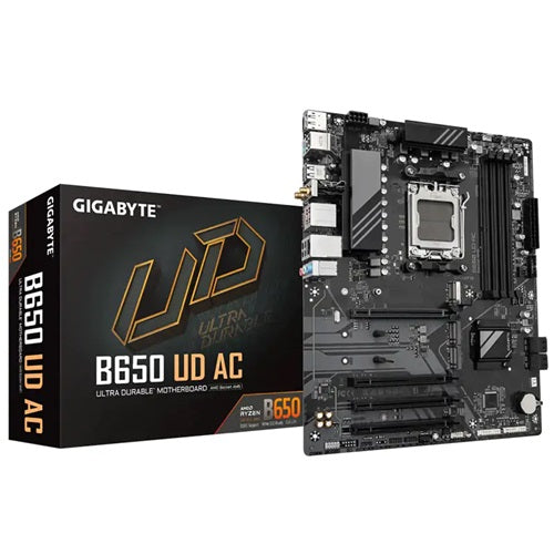 Gigabyte Motherboard B650 UD AC 1.0 -4x DDR5~192GB,1x PCIe x16, 1*PCIe 5.0 + 2*PCIe 4.0 , 4x SATA 6, 2x USB 3.2, 1x USB-C, 4x USB 2.0