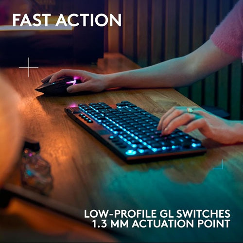 Logitech 920-012726, G915 X Lightspeed TKL Wireless Gaming Keyboard, Black English Tactile, Bluetooth-enabled devices Internet access for Logitech G HUB Software, 2 Year Warranty