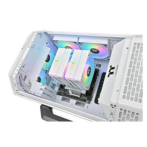 Thermaltake CL-P139-CA12SW-A, ASTRIA 600 ARGB Sync CPU Cooler, Fan Size: 120mmx2, PWM: 500-1800 RPM, Air Flow: 65CFM, White, Intel Socket LGA 2066, 2011, 1851, 1700, 1200, 1156, 1155, 1151, 1150, 1150_x000B, AMD AM5, AM4, 2 Year Warranty