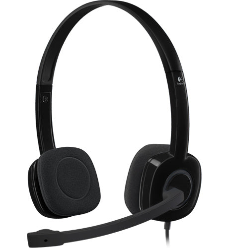 Logitech H151 Stereo Headset Light Weight Adjustable Headphones with Microphone 3.5mm jack In-line audio controls Noise-cancelling