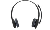 Logitech H151 Stereo Headset Light Weight Adjustable Headphones with Microphone 3.5mm jack In-line audio controls Noise-cancelling