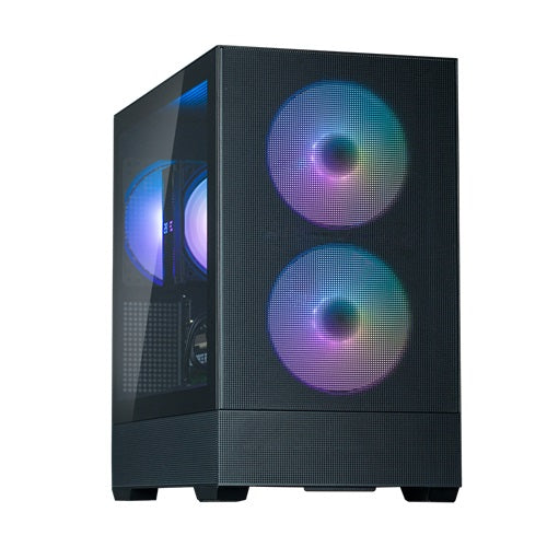 Zalman P30 AIR BLACK, Mini-Tower, Tempered Glass, Drive Bays: 2x Combo (3.5" or 2.5"), 3x 2.5", Expansion Slot: 5, Motherboard Support: mATX / Mini-ITX, Pre-Installed Fan: 3x 140mm ARGB, 1 Year Warranty