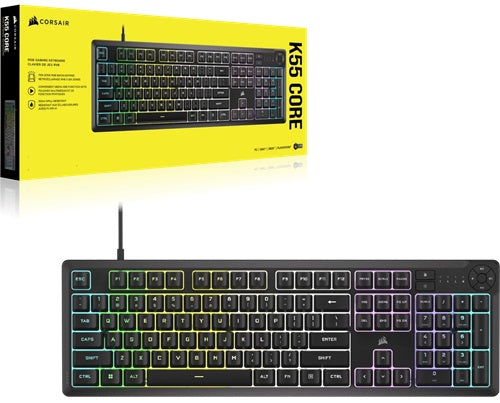 Corsair CH-9226C65-NA, K55 CORE Black, RBRDME ZND, RGB, Gaming Keyboard, 2 Year Warranty