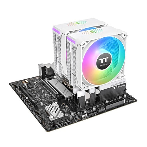 Thermaltake CL-P139-CA12SW-A, ASTRIA 600 ARGB Sync CPU Cooler, Fan Size: 120mmx2, PWM: 500-1800 RPM, Air Flow: 65CFM, White, Intel Socket LGA 2066, 2011, 1851, 1700, 1200, 1156, 1155, 1151, 1150, 1150_x000B, AMD AM5, AM4, 2 Year Warranty