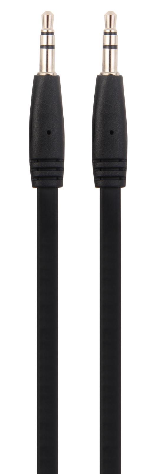 9x Comsol 1m Flat Audio Cable 3.5mm Male to Male - Black