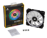 Corsair CO-9050073-WW, LL Series  LL140, Size: 140mm, PWM, Noise: 25 dBA, RGB, 2 Years Warranty