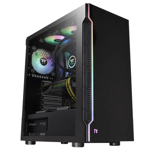 Thermaltake CA-1M3-00M1WN-00, H200, Mid-Tower, Tempered Glass, Drive Bays: 2x3.5" or 3x2.5", Expansion Slot: 7, Motherboard Support: ATX/Mini-ITX/Micro-ATX, Black, 2 Year Warranty