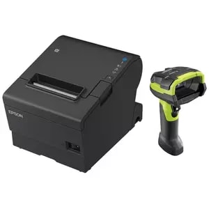 EPSON POS BUNDLE x4 TM-T88VII-612 Desktop Direct Thermal Printer -x4 LI3608-SR Rugged USB Kit ZEBRA