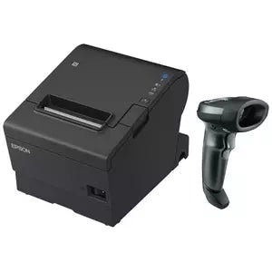 EPSON POS BUNDLE x10 TM-T88VII-612 Desktop Direct Thermal Printer -x10 LI2208 Black with Stand USB ZEBRA