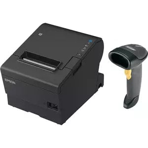 EPSON POS BUNDLE x1 TM-T88VII-612 Desktop Direct Thermal Printer -x1 LS2208 Black with Stand USB ZEBRA