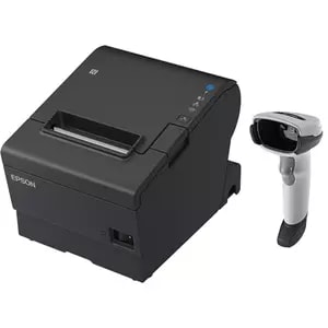 EPSON POS BUNDLE x1 TM-T88VII-612 Desktop Direct Thermal Printer -x1 DS2208 White with Stand USB ZEBRA